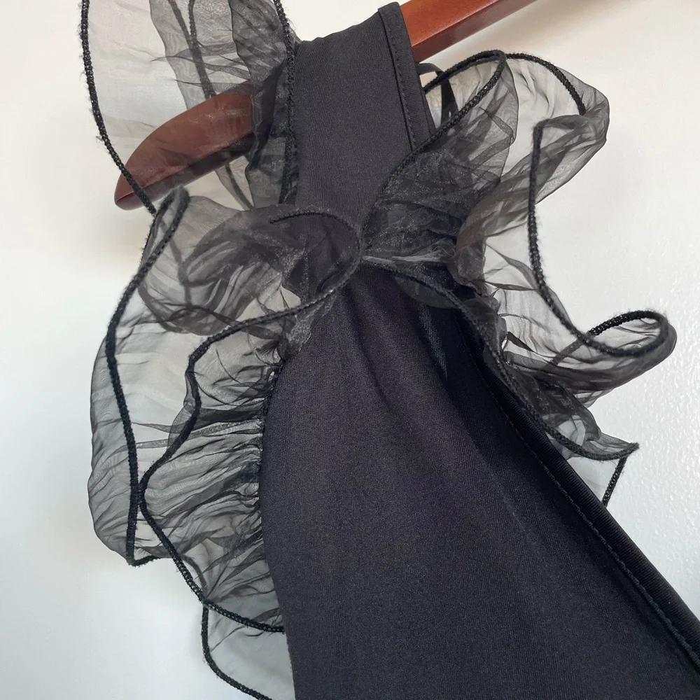 Zara Black Organza Thong Bodysuit Size Small - Picture 5 of 9